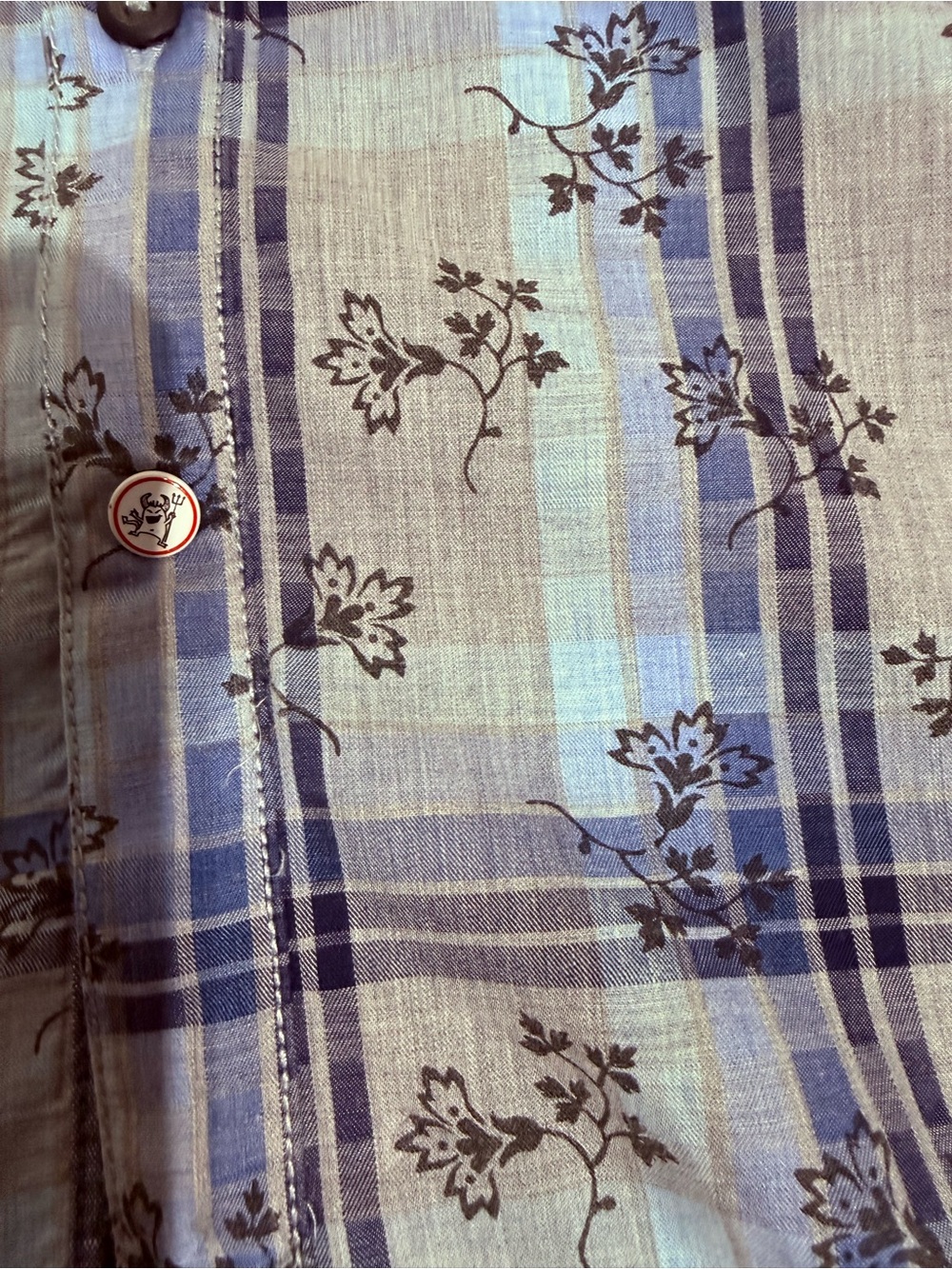 Robert Graham Long Sleeve Button Down Shirt Mens M Blue Floral Plaid - Picture 9 of 9